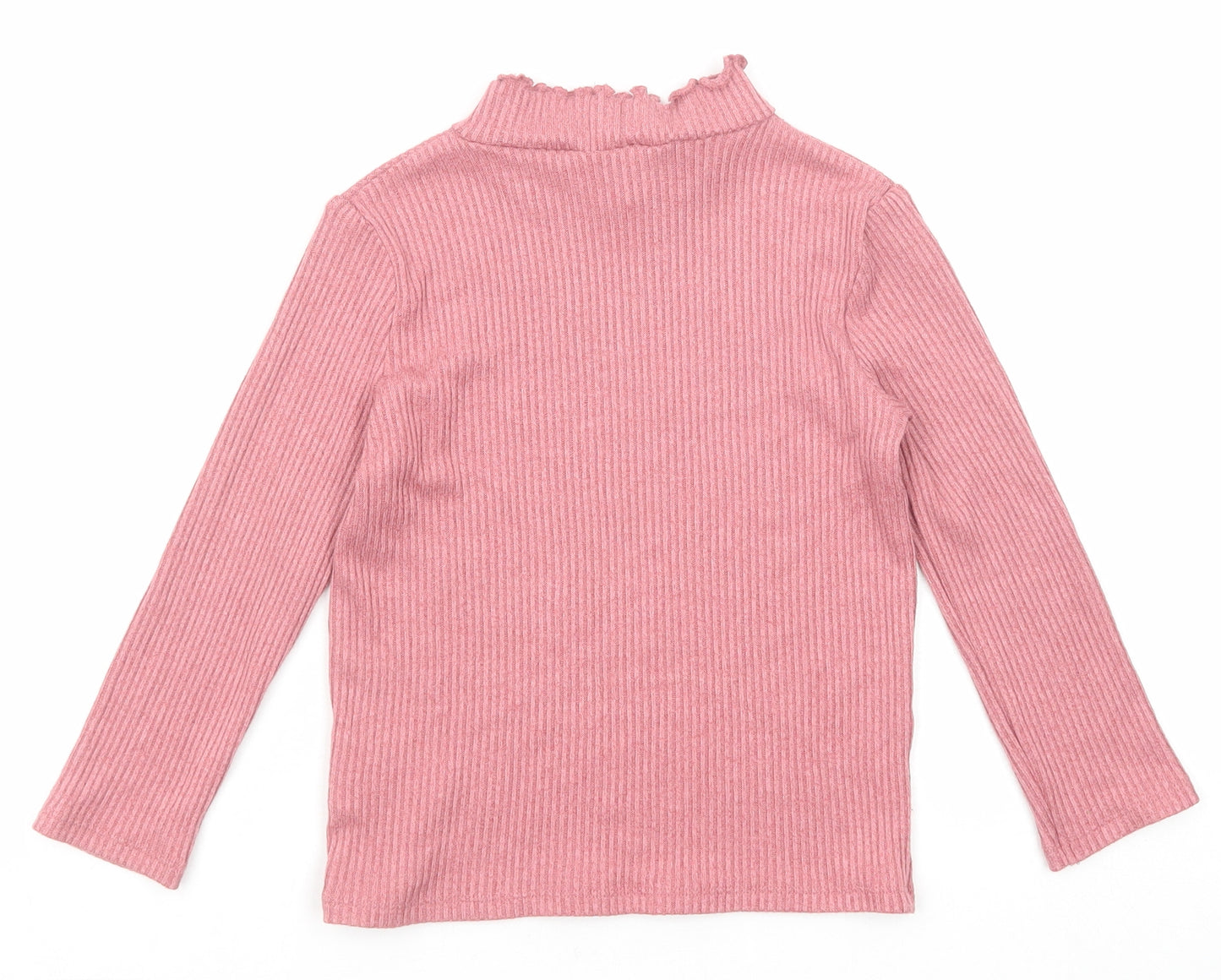 H&M Girls Pink Mock Neck Viscose Pullover Jumper Size 4-5 Years Pullover - Ribbed