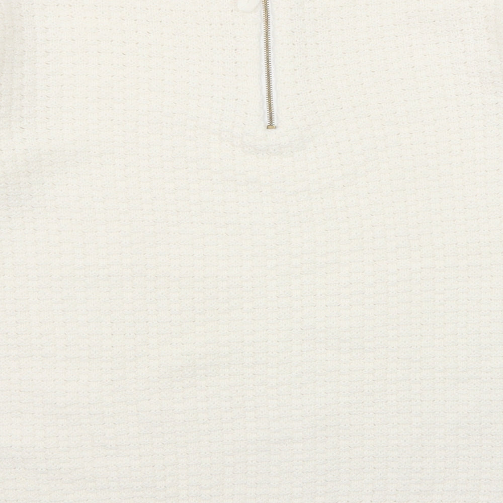 Sfera Womens White Round Neck Acrylic Pullover Jumper Size M