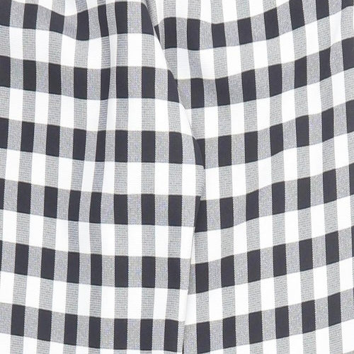 Topshop Womens Black Check Polyester Chino Trousers Size 6 Regular Zip