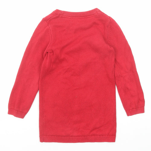Blue Zoo Girls Red Round Neck Cotton Pullover Jumper Size 4-5 Years Pullover - Penguin