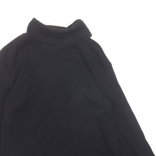 H&M Girls Black Cotton Basic T-Shirt Size 7-8 Years Roll Neck Pullover