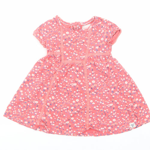 MANTARAY PRODUCTS Girls Pink Floral Cotton Fit & Flare Size 2-3 Years Boat Neck Button