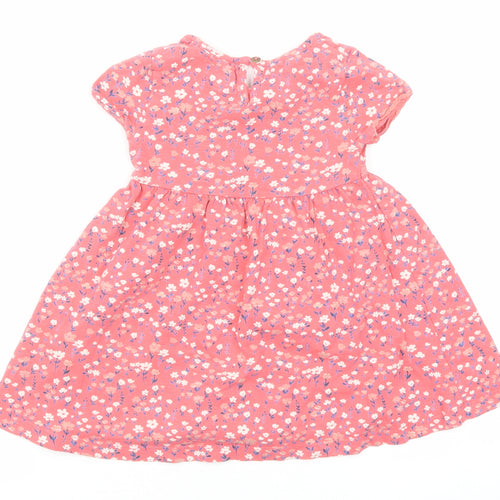MANTARAY PRODUCTS Girls Pink Floral Cotton Fit & Flare Size 2-3 Years Boat Neck Button