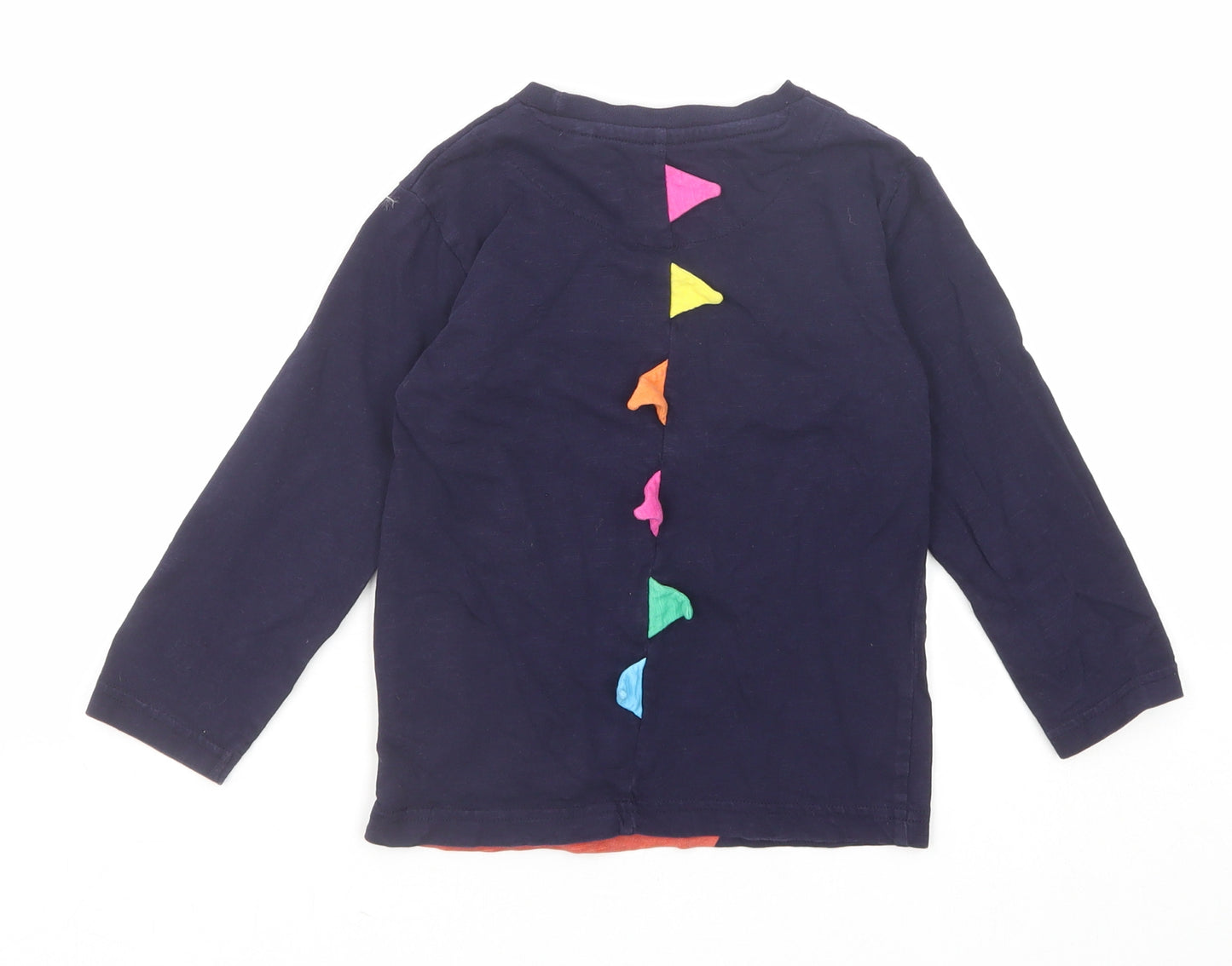 NEXT Girls Blue Cotton Pullover T-Shirt Size 3-4 Years Round Neck Pullover - Christmas Dinosaur