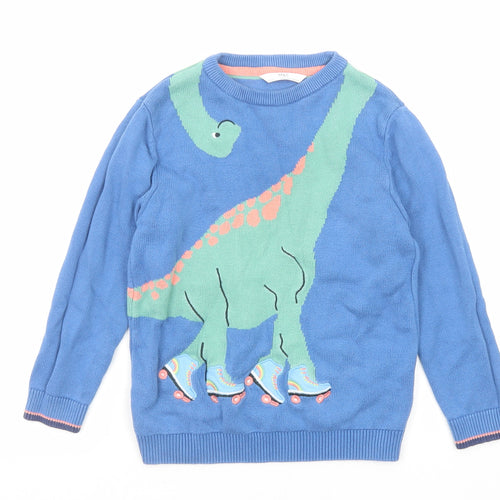 Marks and Spencer Boys Blue Crew Neck Cotton Pullover Jumper Size 5-6 Years Pullover - Dinosaur