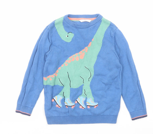 Marks and Spencer Boys Blue Crew Neck Cotton Pullover Jumper Size 5-6 Years Pullover - Dinosaur