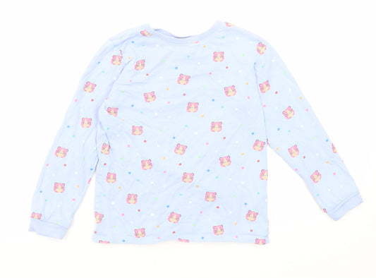 Marks and Spencer Girls Blue Geometric Cotton Pullover Sweatshirt Size 6-7 Years Pullover - Cute Hamster