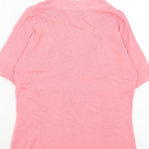Laura Scott Womens Pink V-Neck Viscose Pullover Jumper Size M