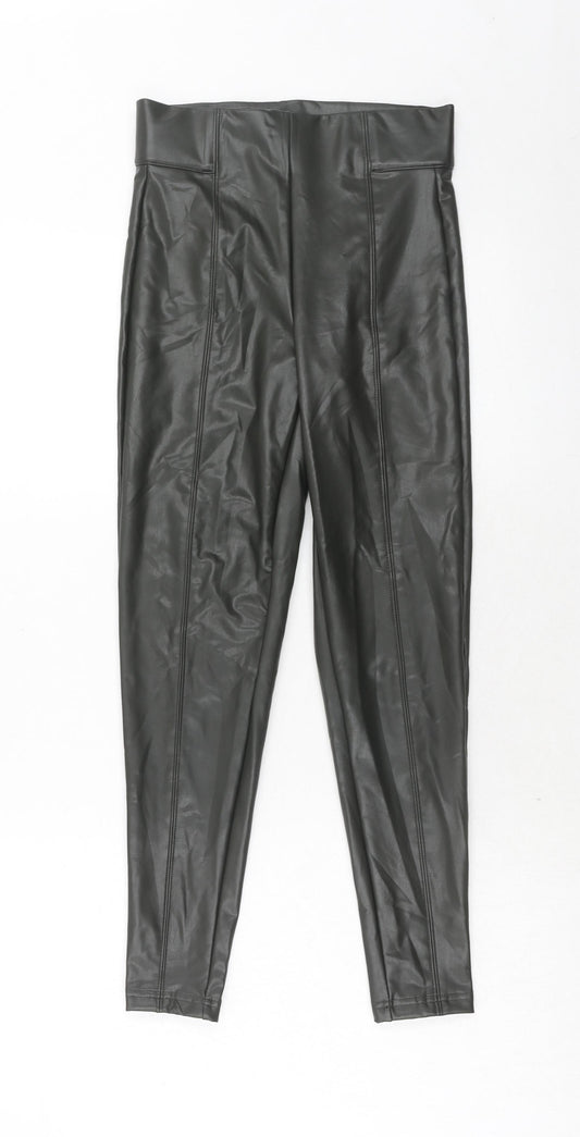 Marks and Spencer Womens Grey Polyurethane Trousers Size 6 Regular