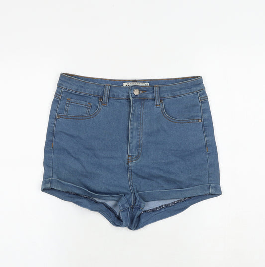 hearts&bows Womens Blue Cotton Hot Pants Shorts Size 12 Regular Zip