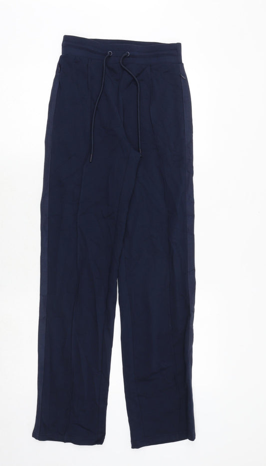 Marks and Spencer Womens Blue Cotton Trousers Size 6 Regular Drawstring