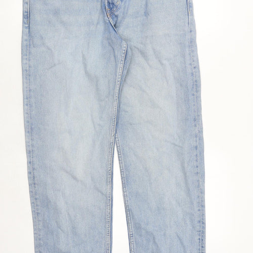 H&M Mens Blue Cotton Straight Jeans Size 34 in Relaxed Zip
