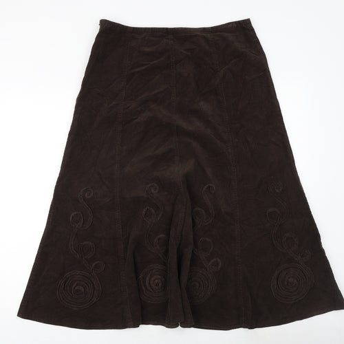 Mia Moda Womens Brown Polyester A-Line Skirt Size 14 Zip