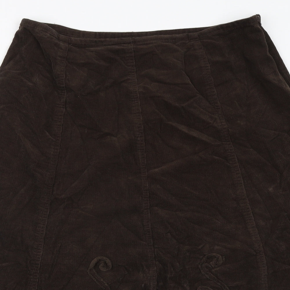 Mia Moda Womens Brown Polyester A-Line Skirt Size 14 Zip