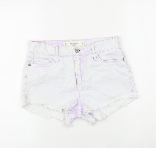 Abercrombie & Fitch Womens Purple 100% Cotton Cut-Off Shorts Size 25 in Regular Zip