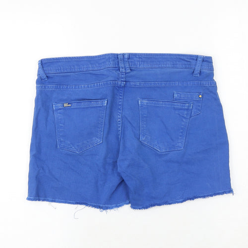 TRF Womens Blue Cotton Cut-Off Shorts Size 10 Regular Zip