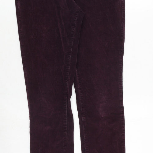 Crew Clothing Womens Purple Cotton Trousers Size 12 Regular Zip