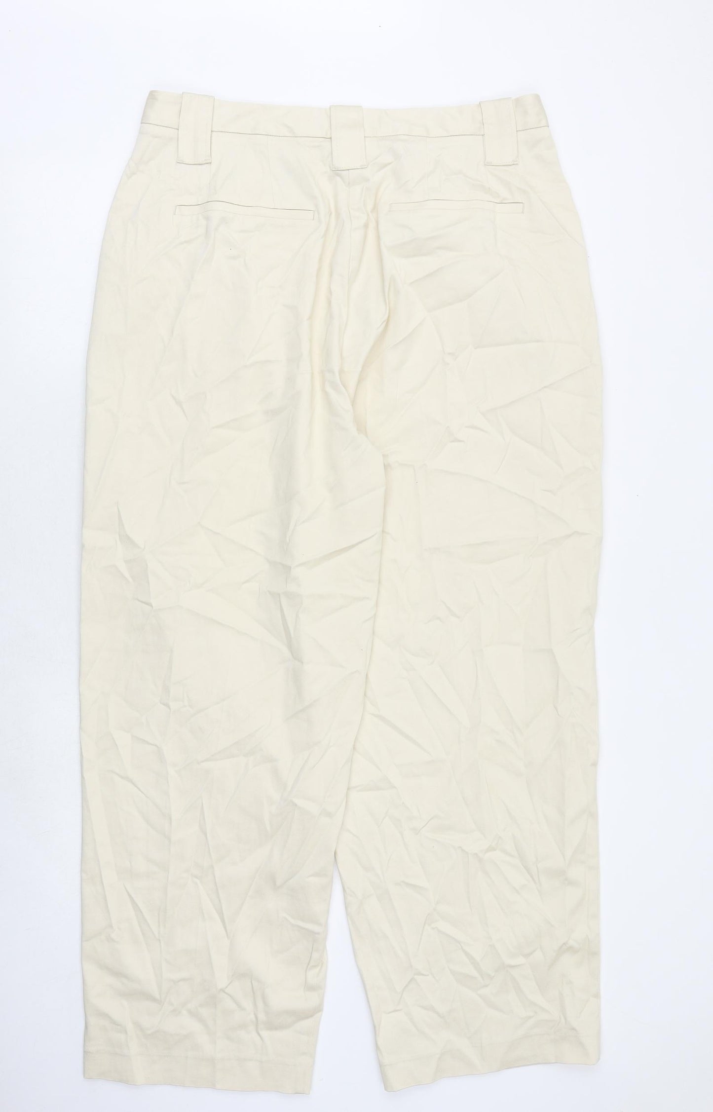Marks and Spencer Womens Beige Herringbone Lyocell Trousers Size 18 Regular