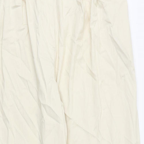 Marks and Spencer Womens Beige Herringbone Lyocell Trousers Size 18 Regular