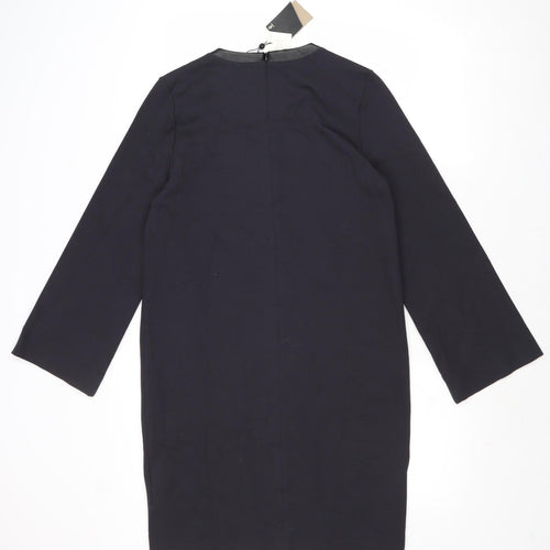 Massimo Dutti Womens Grey Viscose Jumper Dress Size 8 Round Neck Zip