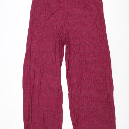 Marks and Spencer Womens Purple Viscose Trousers Size L Regular