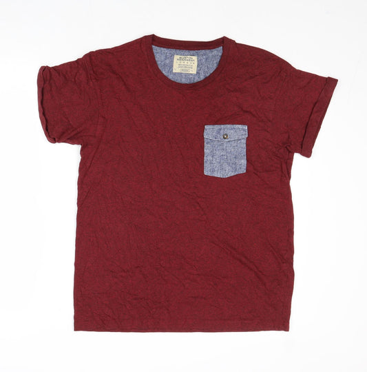 Burton Mens Red Cotton T-Shirt Size M Round Neck