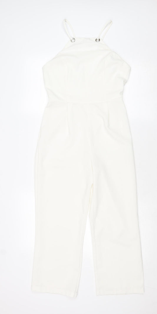 Glamourous Womens White Polyester Jumpsuit One-Piece Size XS Zip