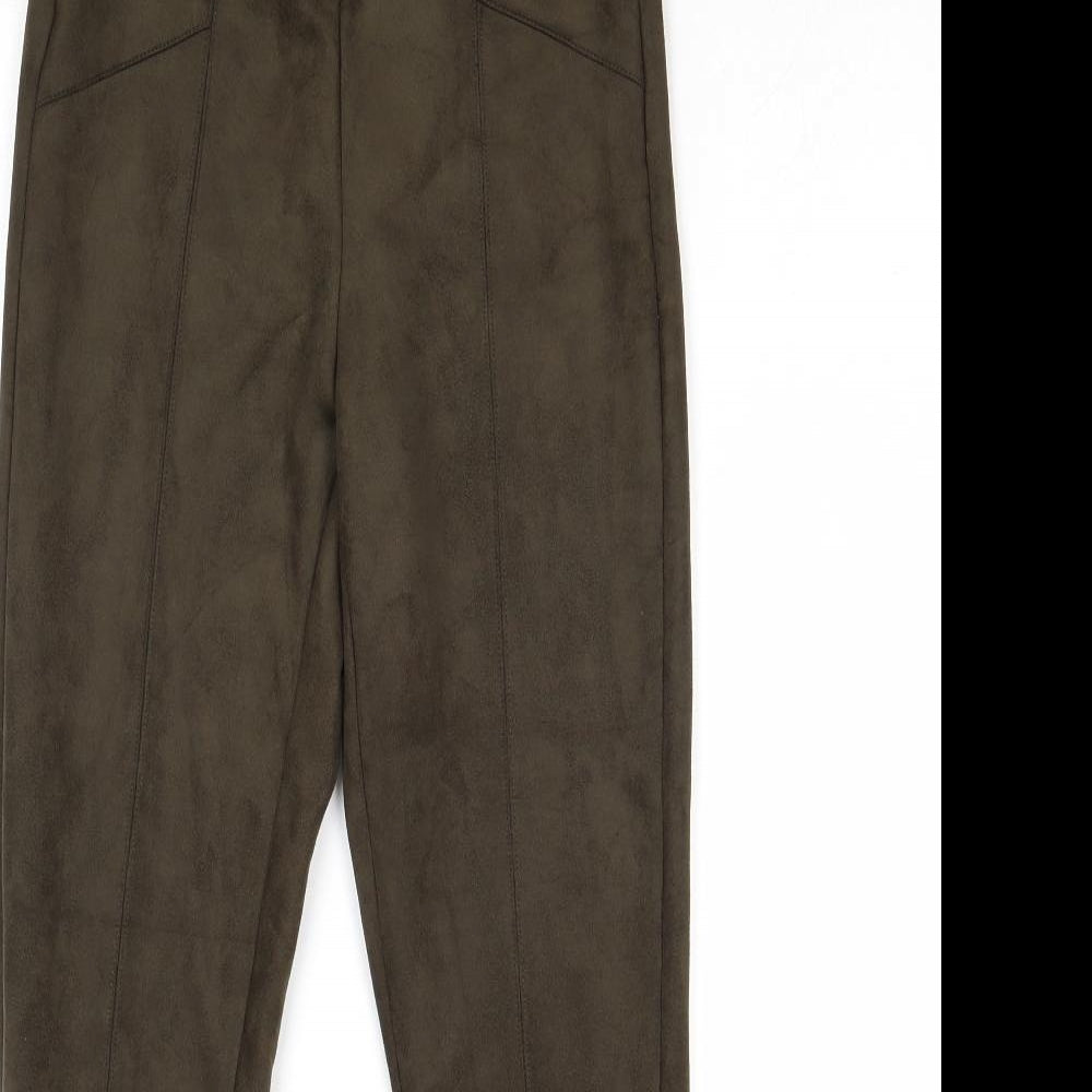 Zara Womens Brown Polyester Trousers Size S Regular Zip