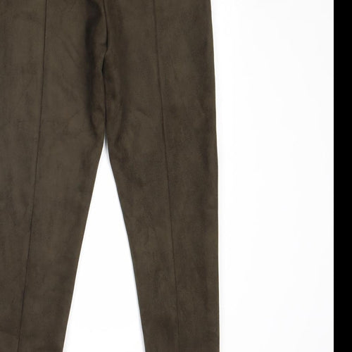 Zara Womens Brown Polyester Trousers Size S Regular Zip