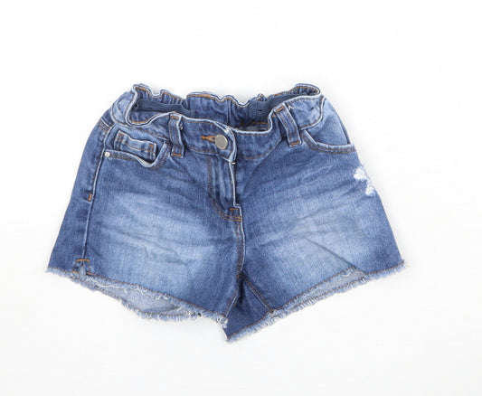 NEXT Girls Blue Cotton Cut-Off Shorts Size 6 Years Regular Zip