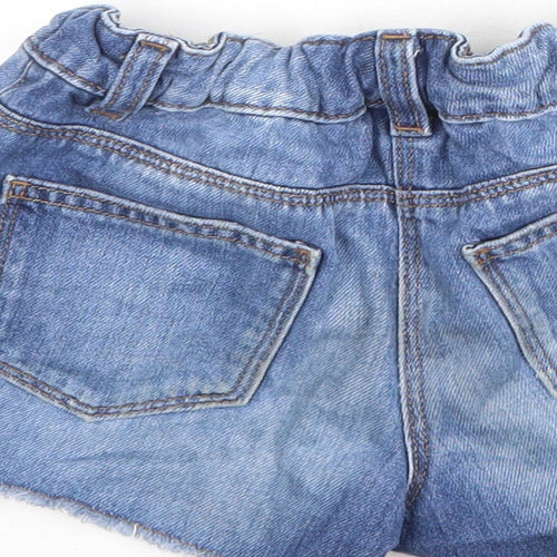 NEXT Girls Blue Cotton Cut-Off Shorts Size 6 Years Regular Zip