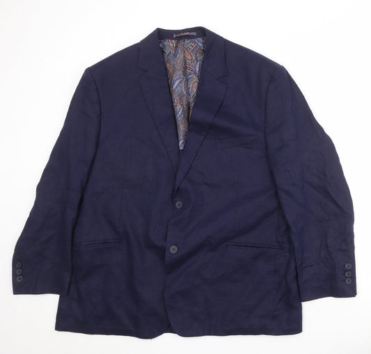 Peter Chr Mens Blue Linen Jacket Suit Jacket Size 46 Regular