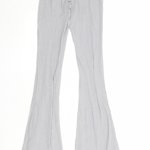 New Look Womens Grey Herringbone Polyester Trousers Size 8 Regular