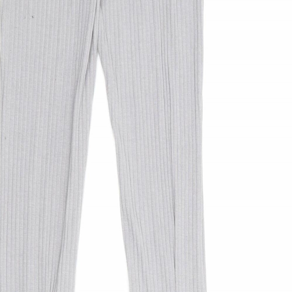 New Look Womens Grey Herringbone Polyester Trousers Size 8 Regular