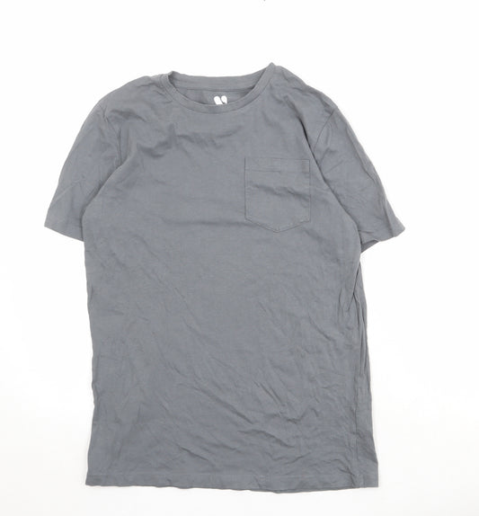 Very Boys Grey 100% Cotton Basic T-Shirt Size 14 Years Crew Neck Pullover