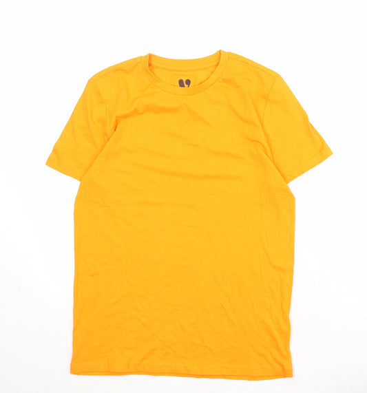 Very Boys Orange 100% Cotton Basic T-Shirt Size 14 Years Crew Neck Pullover