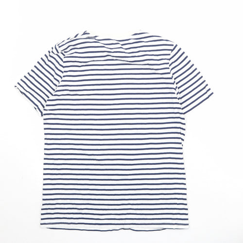 Very Boys Blue Striped 100% Cotton Pullover T-Shirt Size 14 Years Crew Neck Pullover