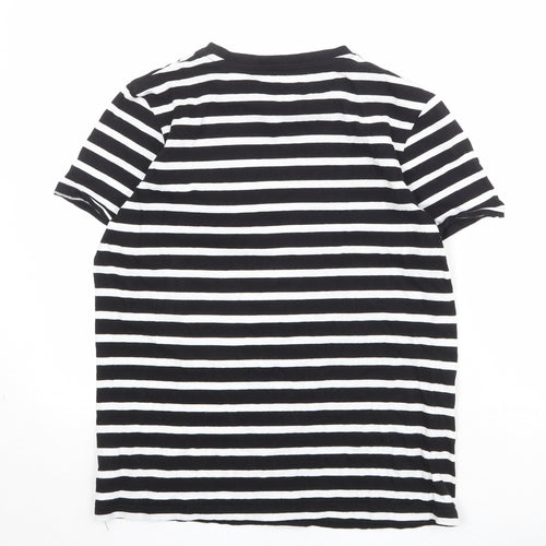 Very Boys Black Striped 100% Cotton Pullover T-Shirt Size 14 Years Round Neck Pullover