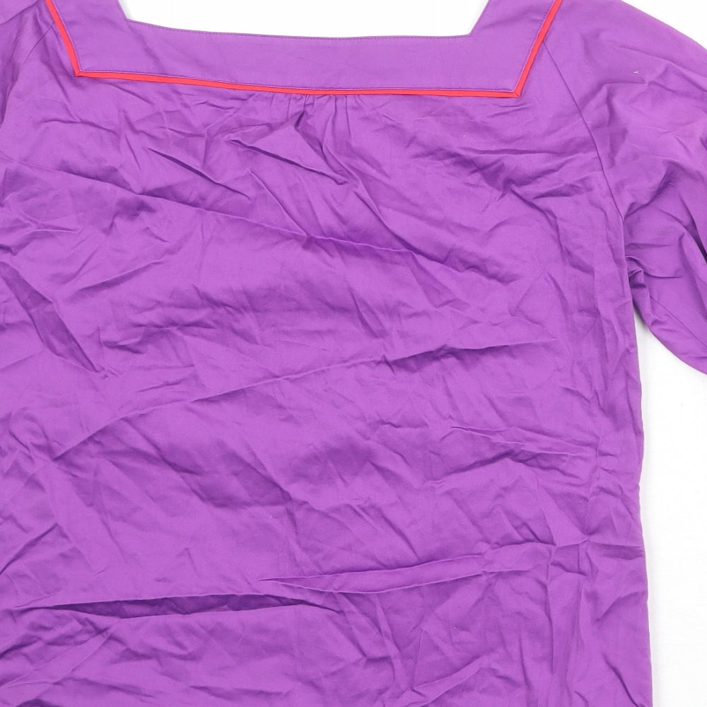 Linea Womens Purple Cotton Basic Blouse Size 16 Square Neck