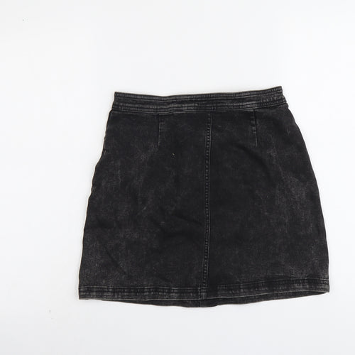 H&M Girls Black Cotton Mini Skirt Size 14 Years Regular Button