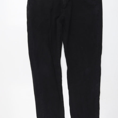 Brave Soul Mens Black Cotton Trousers Size 32 in L25 in Regular Button