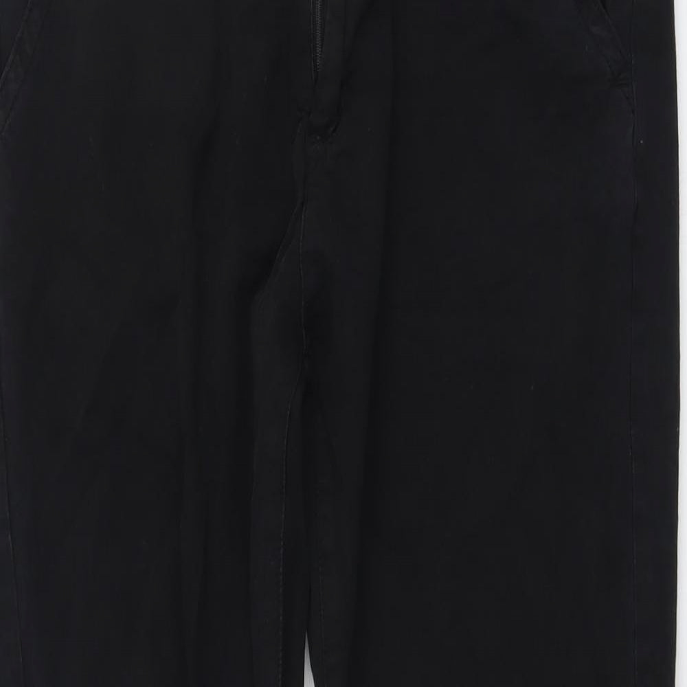 Brave Soul Mens Black Cotton Trousers Size 32 in L25 in Regular Button
