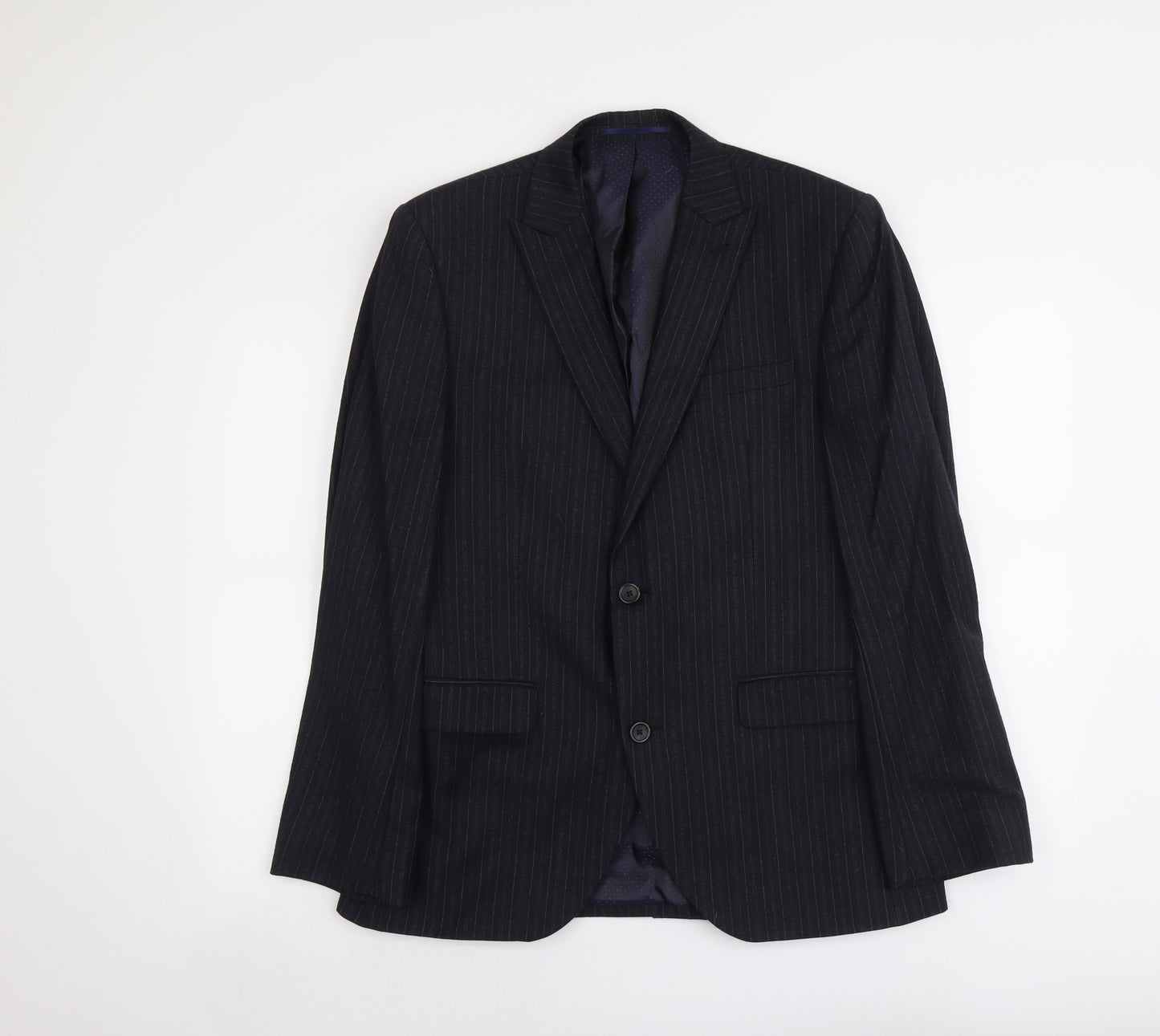 NEXT Mens Blue Striped Polyester Jacket Suit Jacket Size M Regular