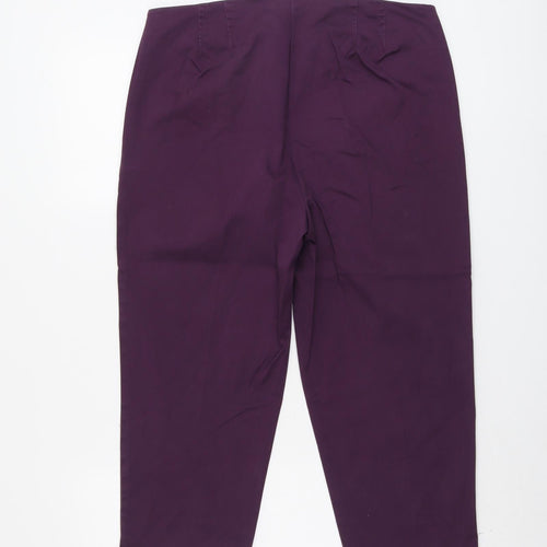Marks and Spencer Womens Purple Cotton Trousers Size 14 L21 in Regular Zip