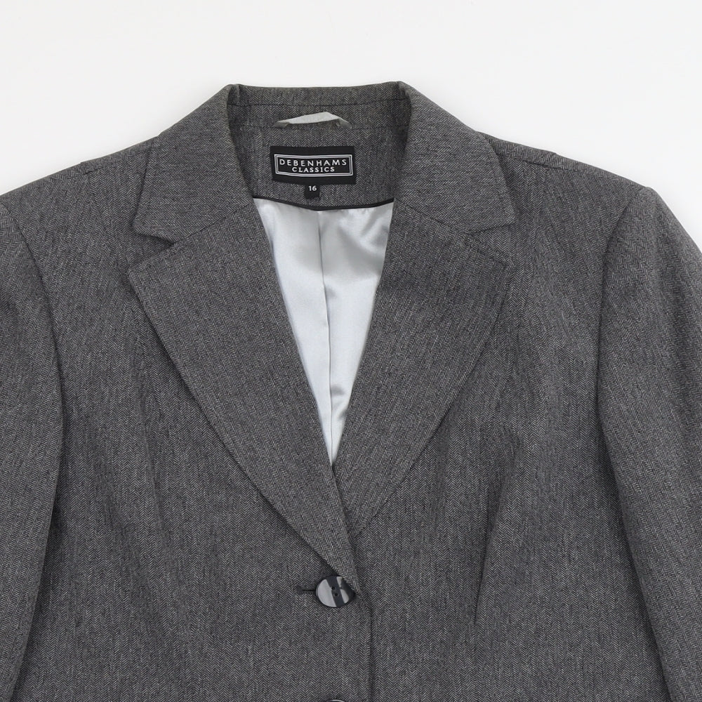 Debenhams Womens Grey Polyester Jacket Blazer Size 16