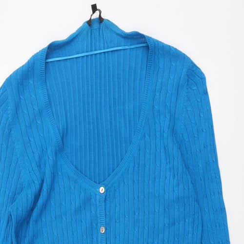 Dunnes Stores Womens Blue V-Neck Acrylic Cardigan Jumper Size L