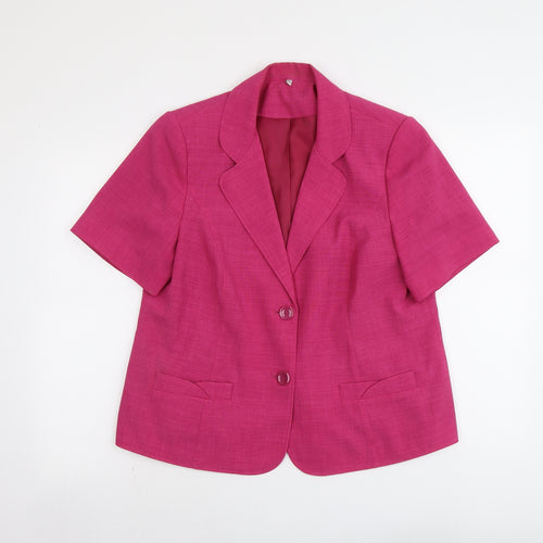 EWM Womens Pink Polyester Jacket Blazer Size 16