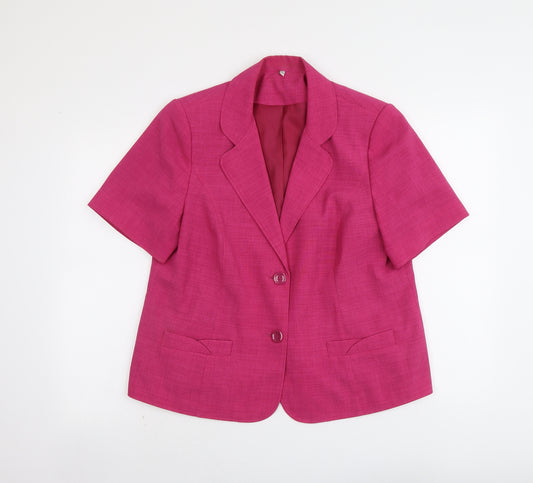 EWM Womens Pink Polyester Jacket Blazer Size 16