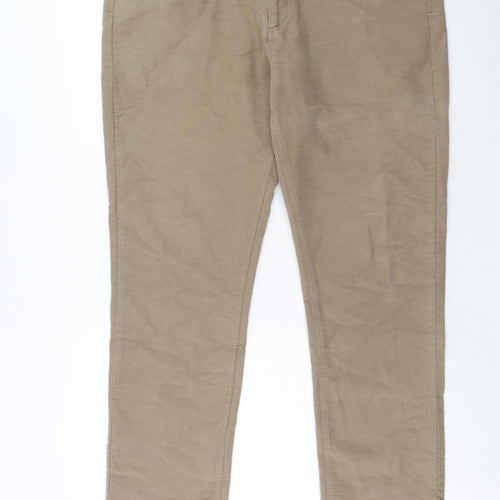 Austin Reed Mens Brown Cotton Trousers Size 38 in Regular Zip
