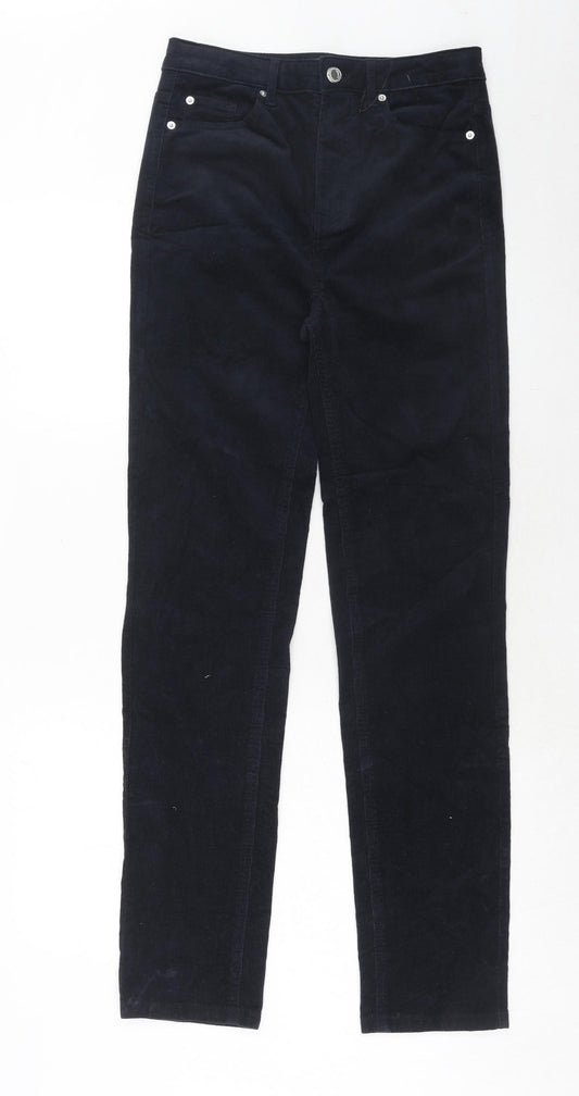 NEXT Womens Blue Cotton Trousers Size 10 Regular Zip